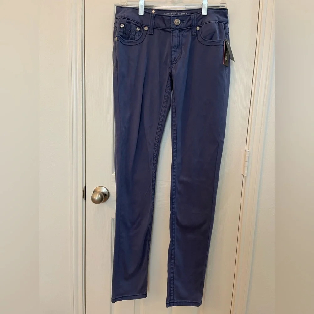NWT Miss Me Cobalt Blue Skinny Jeans 29 JD106554 Embellished Embroidered Stretch